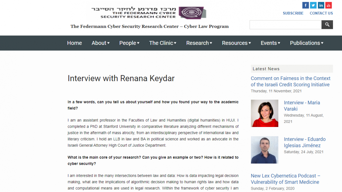 interview with Renana Keydar Federman institute